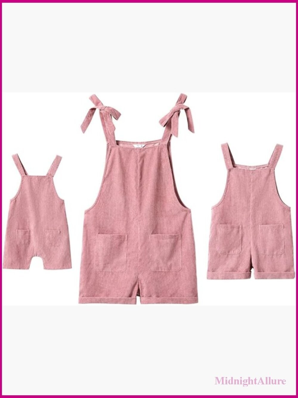 Family Matching Solid Color Overall Shorts Jumpsuit Romper Summer